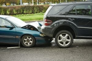 car crash collision accident on an city road