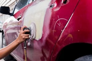 a car being painted